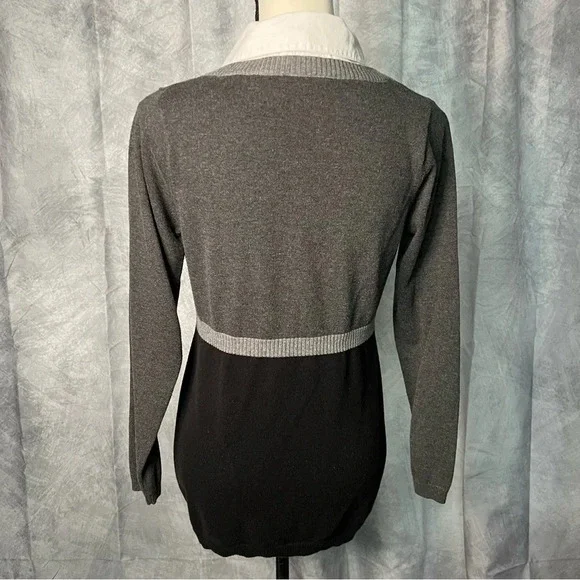 Motherhood Maternity Grey, Black and White Faux Layered Sweater - size Medium - Picture 4 of 9